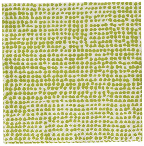 Boston International Hire Marimekko Cocktail Beverage Paper Napkins, 5" x 5", Orkanen White/Green