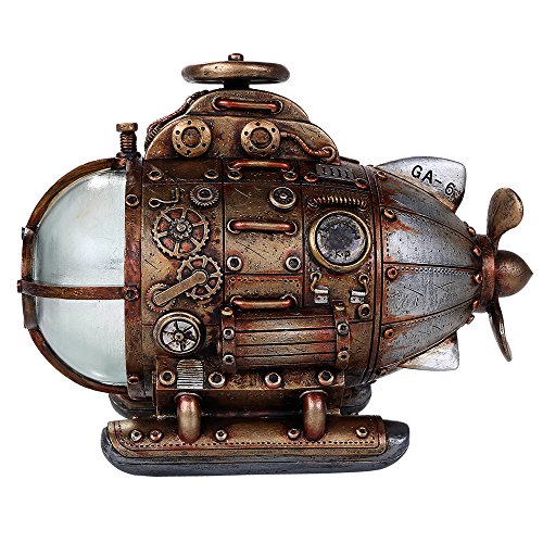 Pacific Trading Giftware Steampunk Nautilus Explorer Submarine Collectible Sci Fi Fantasy Figurine with Color Changing LED Lights Battery Operated 7.75 Inches Long