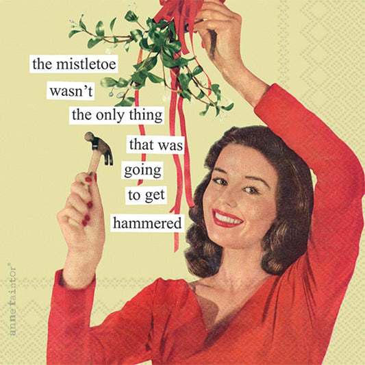 Boston International IHR Cocktail Beverage Paper Napkins, 5 x 5-Inches, Mistletoe