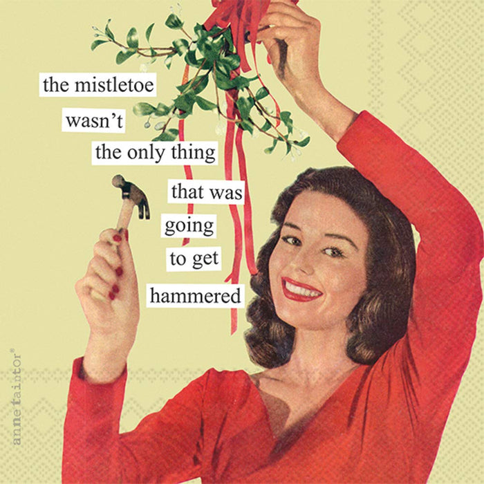 Boston International IHR Cocktail Beverage Paper Napkins, 5 x 5-Inches, Mistletoe