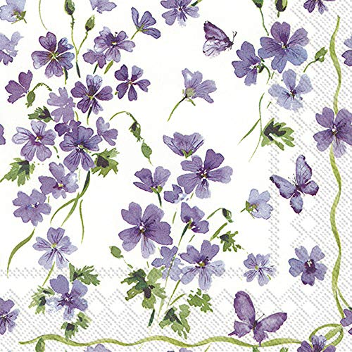 Boston International IHR 3-Ply Lunch Paper Napkins, 6.5 x 6.5-Inches, Purple Spring