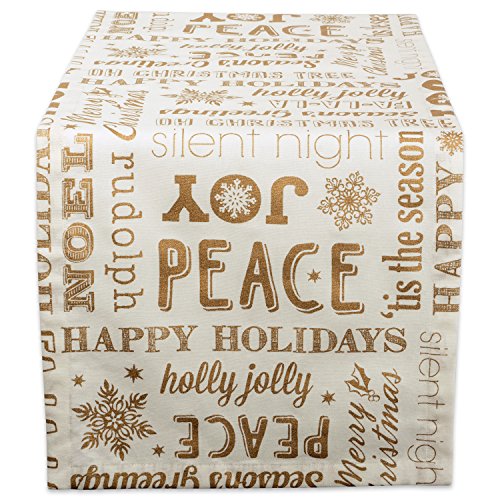 DII Design Holiday Collection Metallic Christmas, Gold Holiday Collage, 14x72
