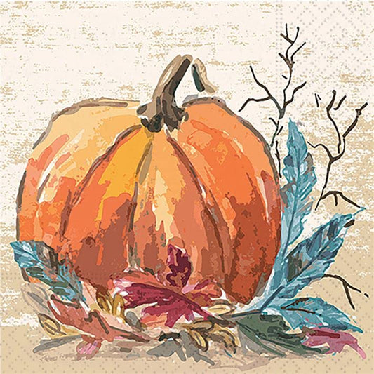 Design Design 624-09156 Pumpkin Harvest Beverage Napkin, 3.88-inch Square