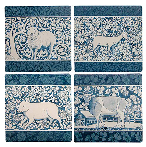 Manual Woodworker ICCOFL Farm Life Ceramic Coasters, Set of 4, Multicolor