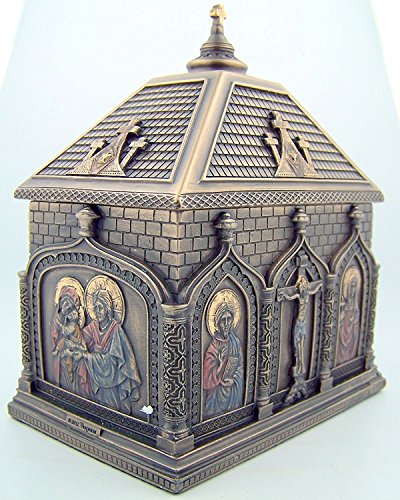 Unicorn Studio Religious Catholic Gift Cold Cast Bronze 5 7/8 Inch Church Chapel Icon Rosary Keepsake Trinket Box