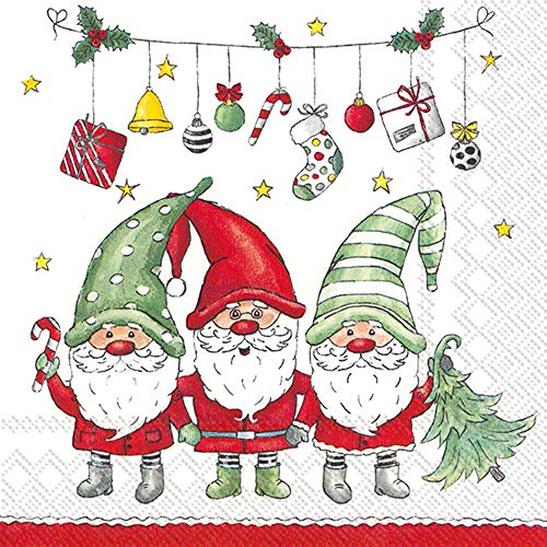 Boston International IHR Cocktail Beverage Paper Napkins, 5 x 5-Inches, Xmas Good Fellows