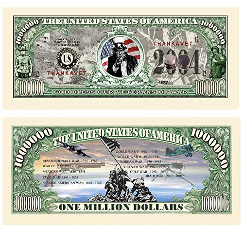 American Art Classics Veterans of War Thanks a Million Dollar Bill with Bill Protector - The Best Gift for The Veteran Hero