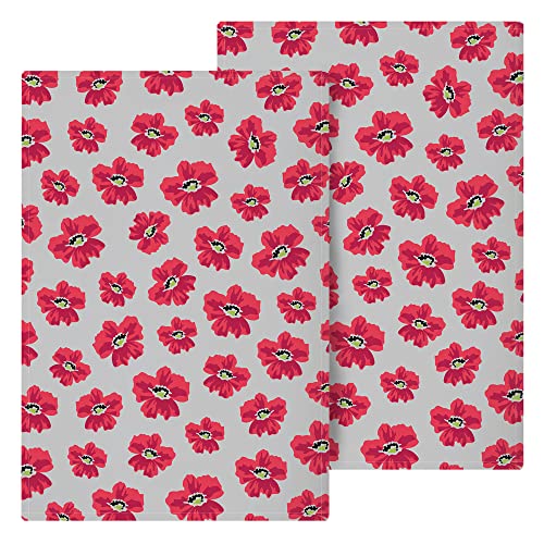 M√úkitchen Cotton Towel Cotton | Absorbent Towels for Cleaning Kitchen Surfaces | Washable & Reusable | Set of 2 | New Poppy