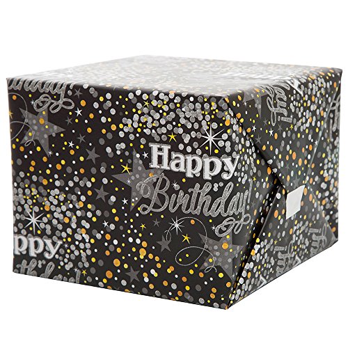 Unique Industries Foil Silver Glittering Birthday Wrapping Paper