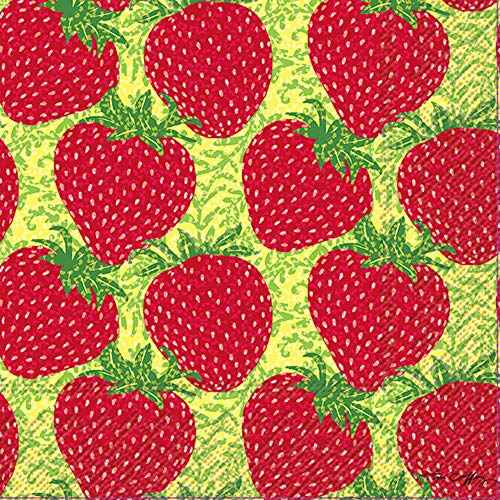 Boston International IHR Lunch Paper Napkins, 6.5 x 6.5-Inches, Strawberry Craze