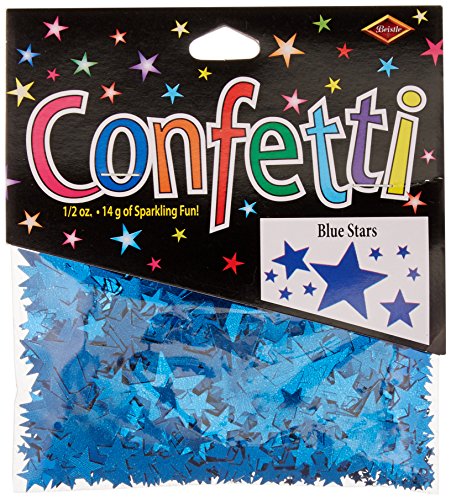 Beistle Stars Assorted Sizes Cutout Plastic Confetti, 1 Pack, Blue