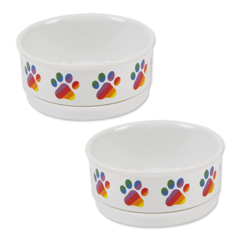 Bone Dry Ceramic Pet Collection, Small Set, 4.25x2, Rainbow Paw, 2, Count, Small Set, 4.25x2