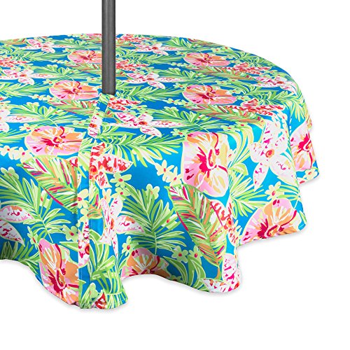 DII Design Summer Floral Outdoor Tabletop Collection, Stain Resistant & Waterproof, 60" Round w/Zipper, Floral