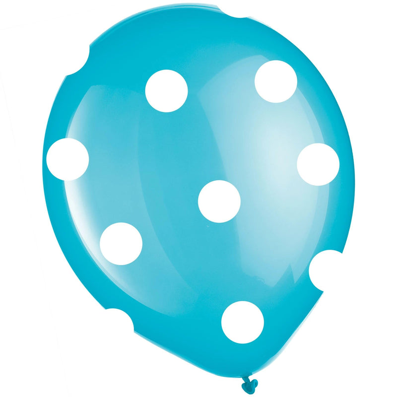 Dots Printed Latex Balloons | Carribbean Blue | Party Decor