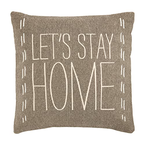 Mud Pie Lets Stay Home Throw Pillow, 20-inch