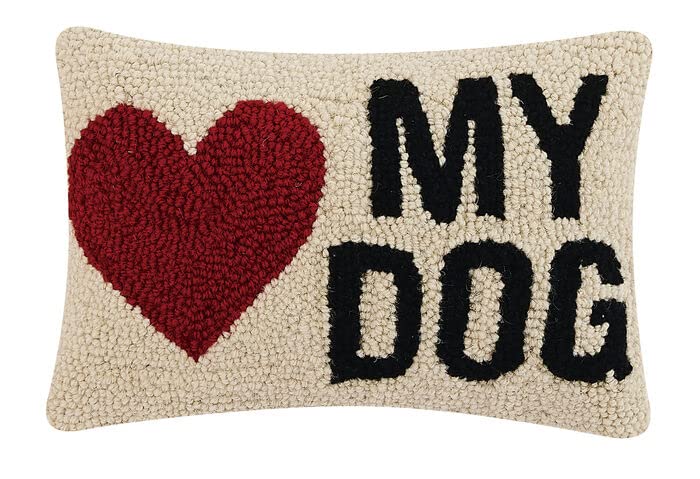 Peking Handicraft My Heart Dog Hook Pillow, 12-inch Length, Wool and Poly Velvet, for Home, Office, Living Room D√©cor