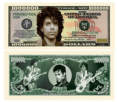American Art Classics Pack of 100 - Limited Edition Prince Commemorative Million Dollar Collectible Bill - Best Collectible Or Keepsake for Prince Fans