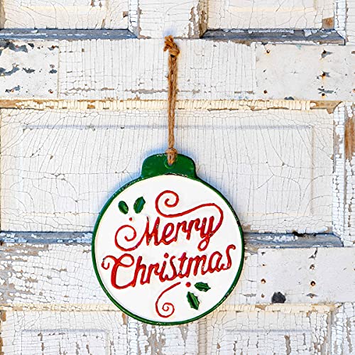 Park Hill Collection XWA90071 Metal Merry Christmas Ornament Sign, 16-inch Height