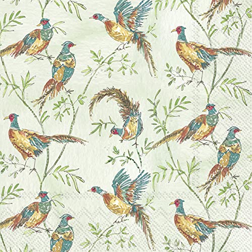 Boston International Rosanne Beck Fall Autumn Halloween Thanksgiving IHR 3-Ply Paper Napkins, 20-Count Lunch Size, Pheasant