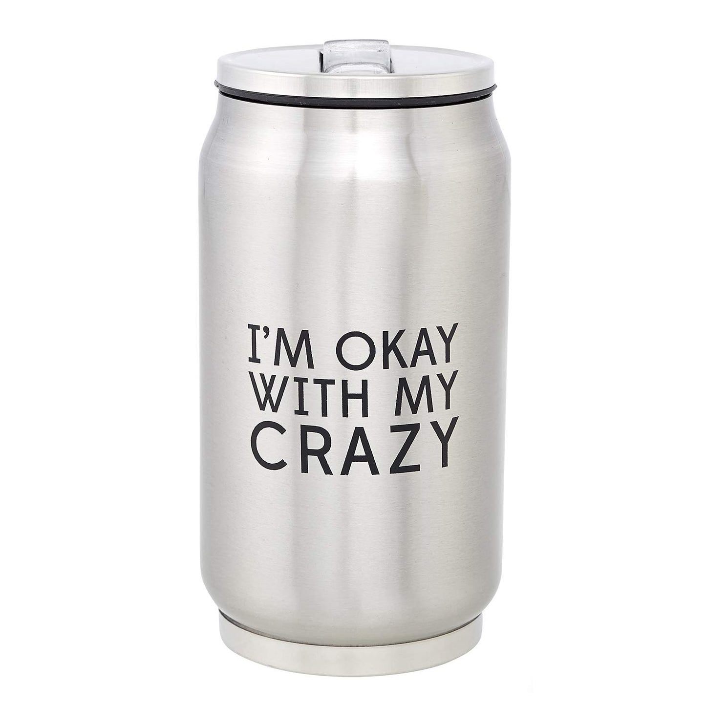 SB Design Studio SIPS Stainless-Steel Insulated Can (Tumbler) with Lid and Collapsible Straw, 10-Ounces, Crazy