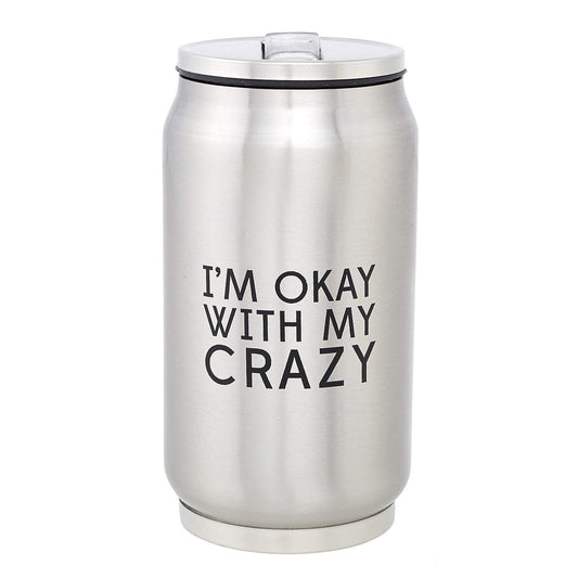 SB Design Studio SIPS Stainless-Steel Insulated Can (Tumbler) with Lid and Collapsible Straw, 10-Ounces, Crazy
