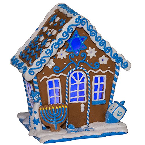 Kurt Adler D3016 7" LED Hanukkah Gingerbread House Tablepiece
