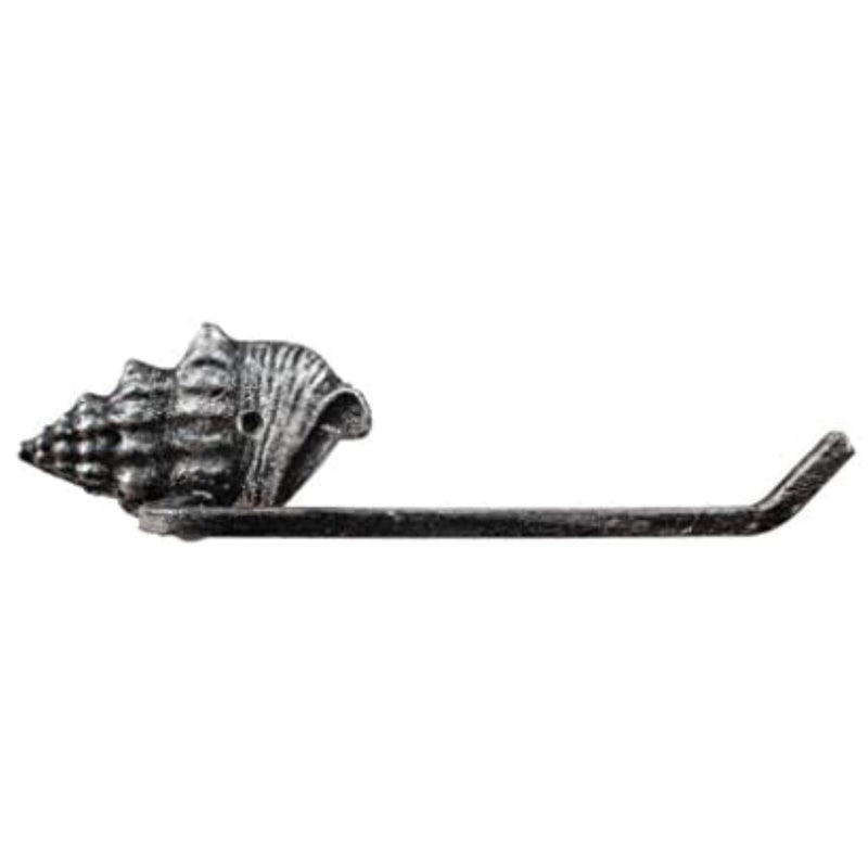 Handcrafted Nautical Decor Antique Seaworn Bronze Cast Iron Conch Shell Toilet Paper Holder 11" - Decorati