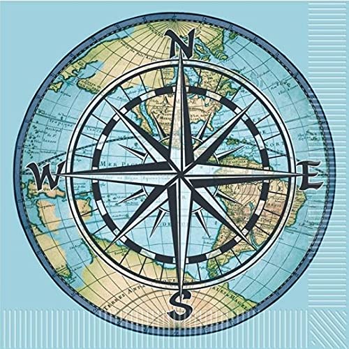 Beistle Bon Voyage Design Blue Luncheon Napkins