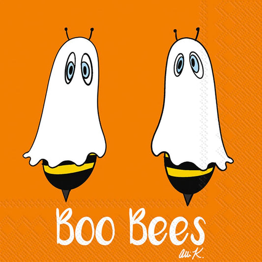 Boston International IHR 3-Ply Paper Napkins, 20-Count Cocktail Size, Boo Bees