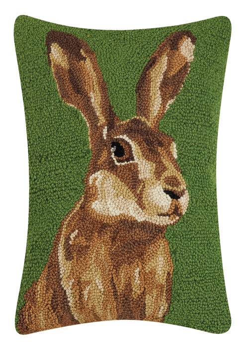 Peking Handicraft Jackrabbit Hook Pillow, 20-inch Width, Multicolor, Wool and Poly Velvet, for Home, Office, Living Room D‚àö¬©cor