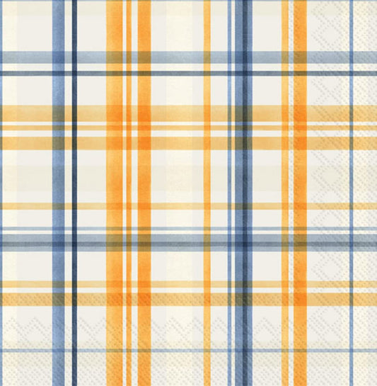 IHR Ideal Home Range Party Napkins Disposable 3-Ply Paper Lunch Napkins, 6.5" x 6.5", Pumpkin Plaid, 20 Count