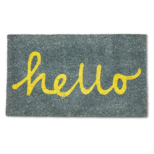 Abbott Collection  35-PFW/GE 6561 Grey Doormat, 18x30 inches L, Hello Yellow
