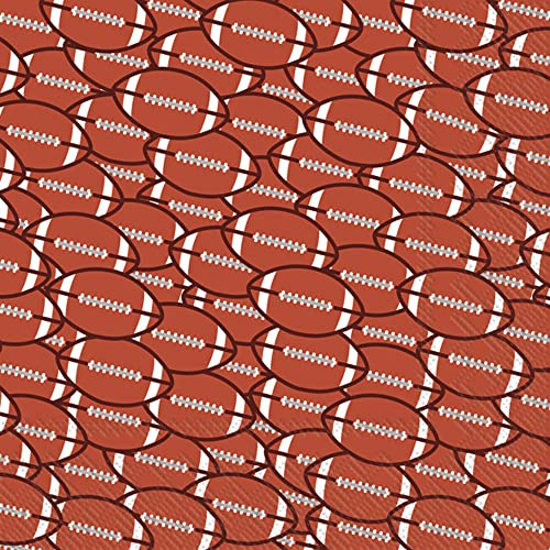 Boston International IHR 3-Ply Paper Napkins, 20-Count Cocktail Size, Football Red Brown