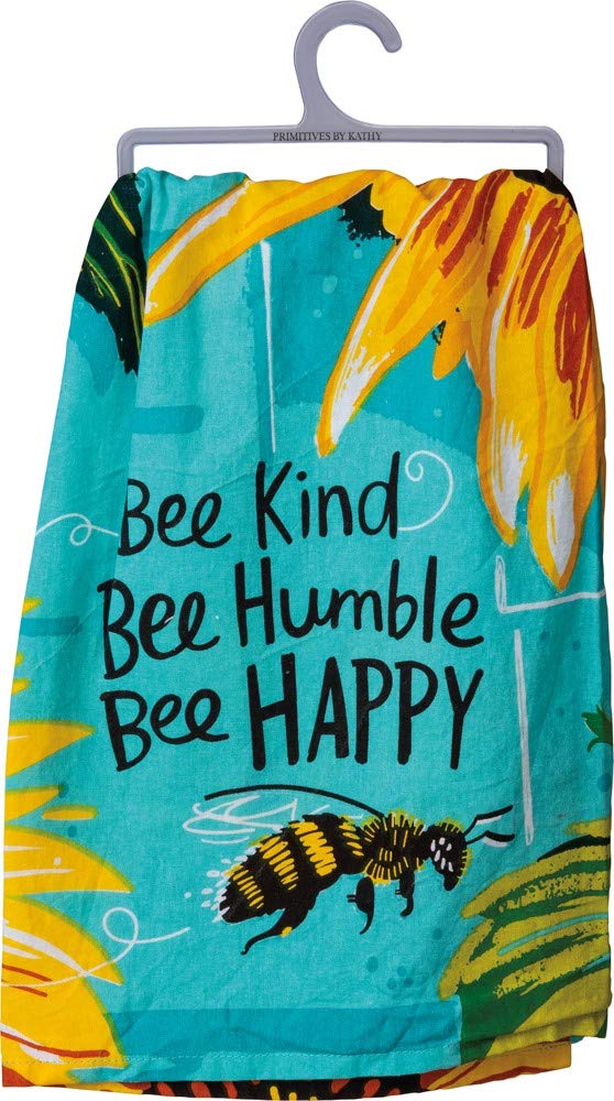 Primitives by Kathy Bee Kind Bee Humble Bee Happy Dish Towel 28" x 28"