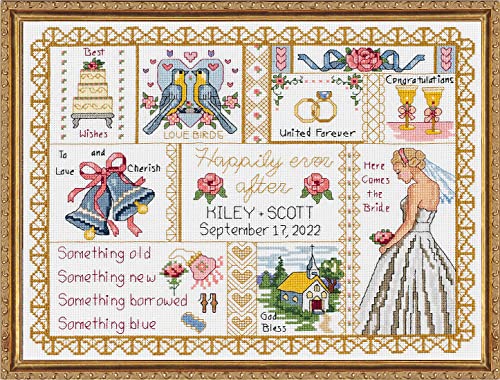 Design Works Crafts Janlynn 14 Count Wedding Collage Counted Cross Stitch Kit, 13-1/4-Inch by 10-Inch