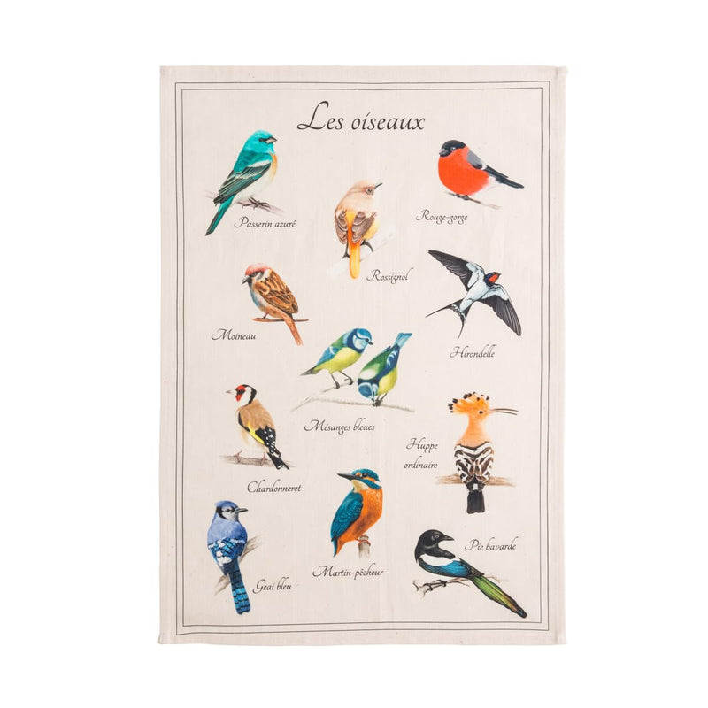 Coucke Birds Printed Tea Towel, 75-inch Length, Cotton, Washable, Gift, Kitchen Accessories