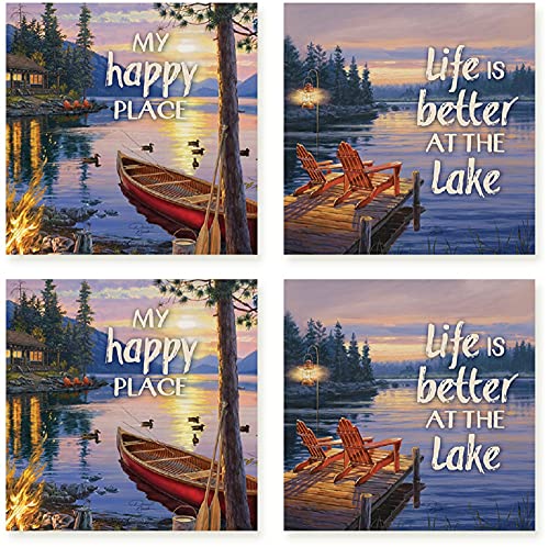 Carson Lake Square House Coaster Set