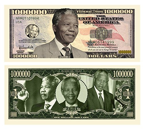 American Art Classics Nelson Mandela Million Dollar Bill in Collector Quality Currency Holder