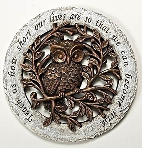 Roman Wise Owl Bronze Tree Limbs 12 inch Resin Stone Decorative Stepping Stone