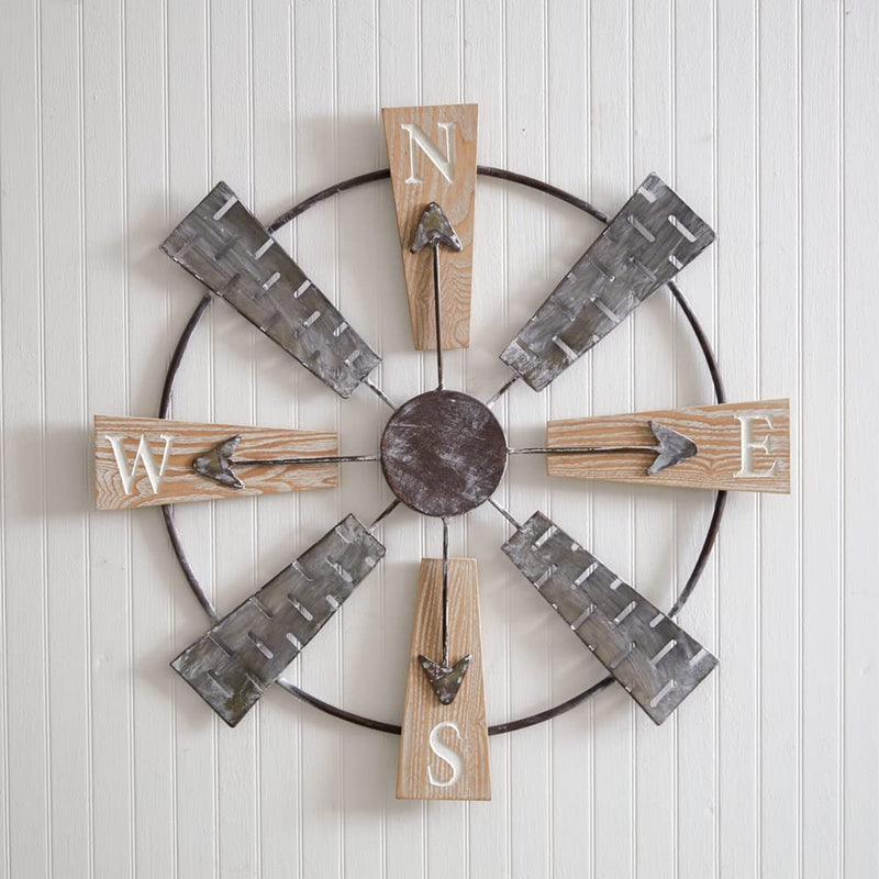 Colonial Tin Works 770547 Windmill Compass Wall Decor, 24.50-inch Diameter