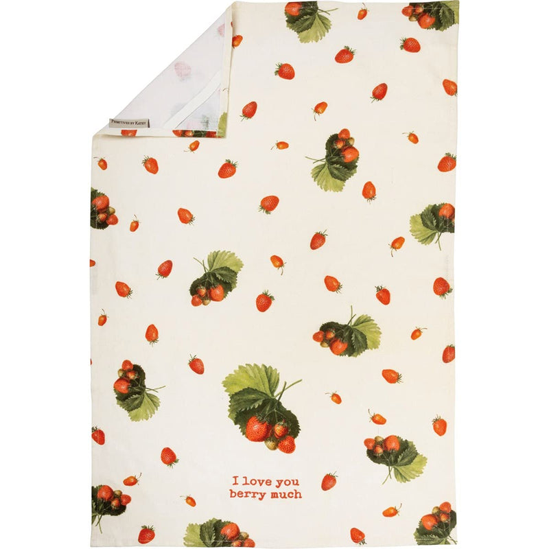 Primitives By Kathy 108968 I Love You Berry Much Dish Towel, 28-inch Length, Cotton