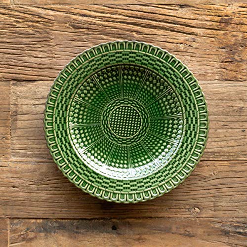 Park Hill Collection EAW90197 Green Glazed Basketweave Plate, 11-inch Diameter, Ceramic
