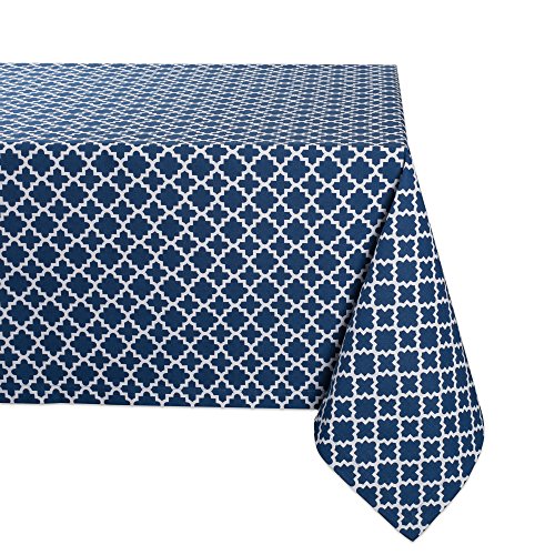 DII Design Rectangle Lattice Cotton Tablecloth for Weddings, Picnics, Summer Parties and Everyday Use - 60x84", Nautical Blue and White