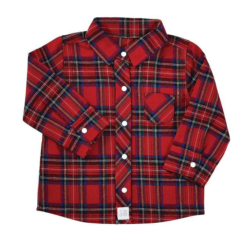 Creative Brands Stephan Baby Red Plaid Flannel Shirt, 6-12 Mo