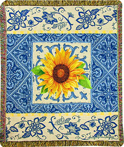 Manual MW Indigo Sunflower Slc50X60 Tapestry Throw 50X60