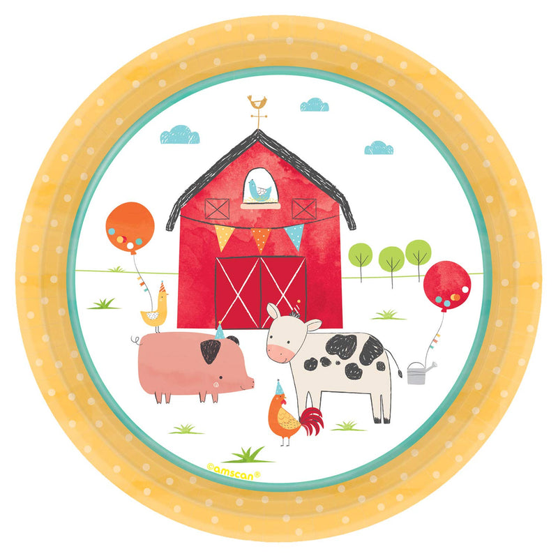 Barnyard Design Birthday Round Paper Plates-8pc