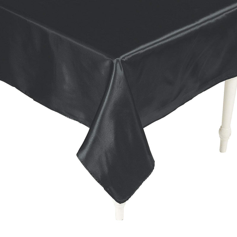 Fun Express - Black Rectangle Polyester Tablecloth for Wedding - Home Decor - Domestics - Textile Accents - Wedding - 1 Piece