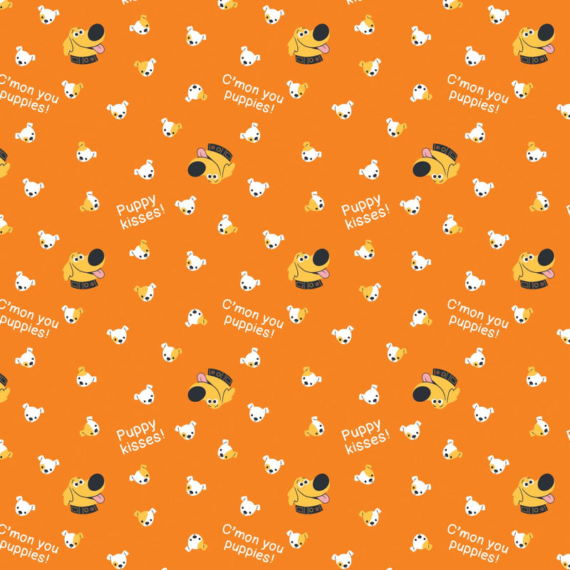 2 Yards Quilting Cotton for Sewing – Disney Pixar Up Dug Days Collection -Puppy Kisses - Color Orange - 100% Cotton - Soft, Decorative Material - Pre-Cut 44-45 Inches Wide by Camelot Fabrics