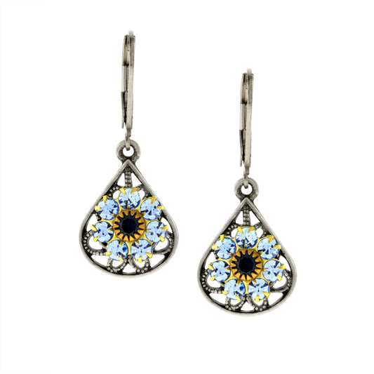 1928 Jewelry Flower Spirit Light Sapphire Crystal Cluster Drop Earrings
