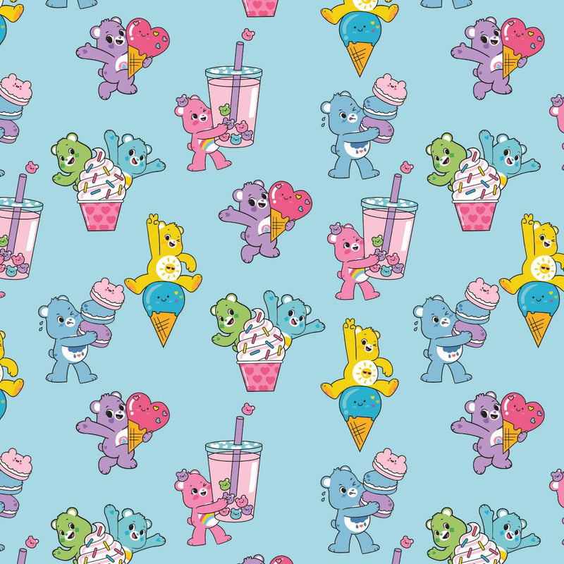 2 Yards Quilting Cotton for Sewing – Care Bears Savory Vs Sweet Collection -Sweet Treats- Color Blue - 100% Cotton - Soft, Decorative Material - Pre-Cut 44-45 Inches Wide by Camelot Fabrics
